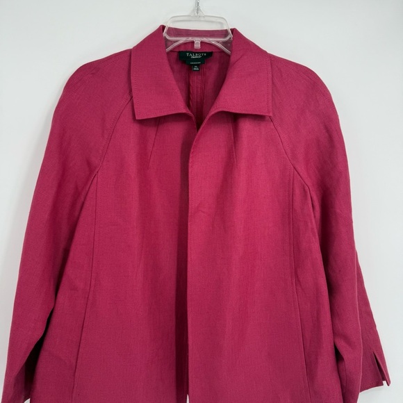 Talbots Jacket Womens Size XL Pure Irish Linen Blazer Open Front Pockets berry - Picture 4 of 9